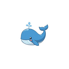 Obraz premium Whimsical Blue Whale Illustration A Cute Cartoon Character