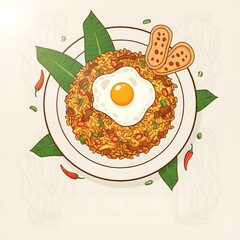 Indonesian Fried Rice Illustration