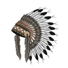 Native American feather headdress isolated on white background