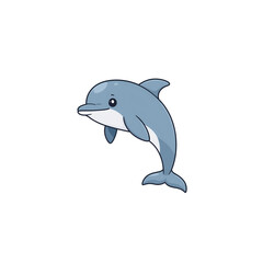 Obraz premium Playful Dolphin Cartoon Illustration on White Background - Marine Wildlife Art