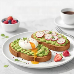 Avocado Toast with Radish and Coffee