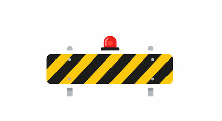 Minimalist road barrier with signal light on white backdrop for design projects