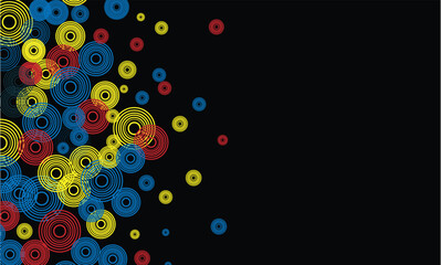 Abstract background with colorful circles on black, perfect for modern and dynamic designs