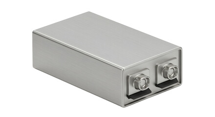 Fototapeta premium Metal Electronic Component Rectifier Module with Connectors in Silver Finish