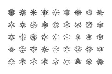 set of  snowflake icons, winter, snow