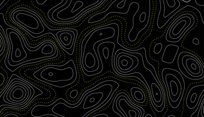 Topographic map pattern background vector. . Sophisticated Dark Background with Contour Map Lines Creating an Organic and Fluid Pattern 