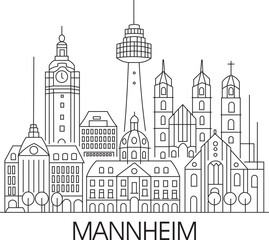 Naklejka premium Mannheim City Line Draw Simple Minimalist