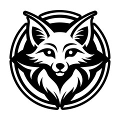 A glyph style icon of arctic fox head
