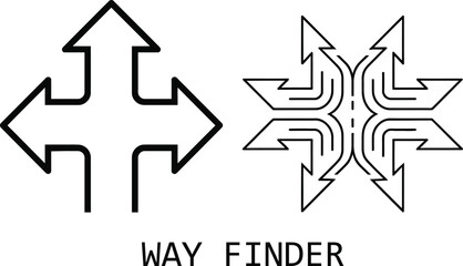 Directional Arrows Wayfinder Concept Navigating Choices and Paths Forward in Black and White Design