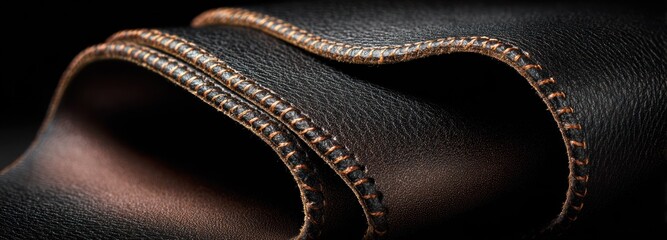 Closeup dark leather texture