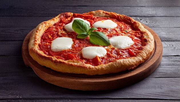 Vegetarian Fruste Margherita With Tomato Sauce And Mozzarella Cheese
