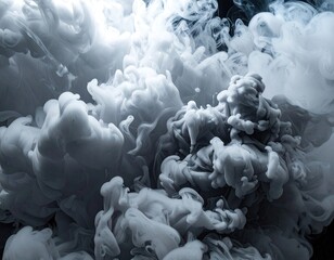 Abstract Swirling Grey and White Ink in Water