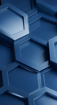 An abstract geometric background of blue hexagonal prisms at varying heights