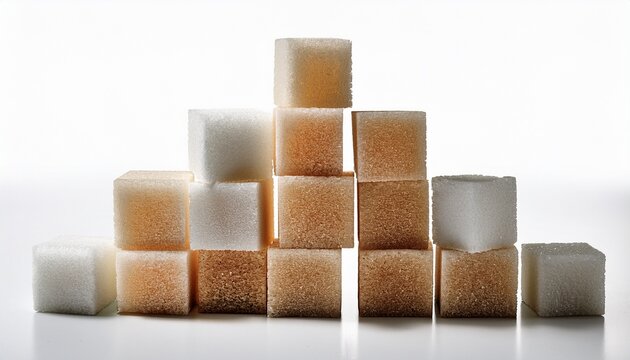 sugar cubes forming a pyramid on white background