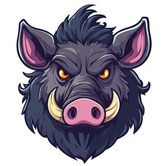 Fierce Wild Boar Mascot Logo Aggressive Cartoon Head