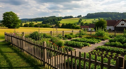 Rustic Garden Landscape View.