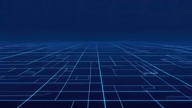 Digital grid network, light blue lines