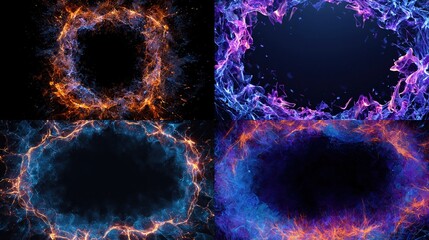 and keywords based on the image

 Fiery Circular Portal with Sparks, Flame, Energy, Electricity Effect on Isolated Backdrop