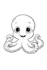 Fototapeta premium Smiling cartoon octopus illustration on white background
