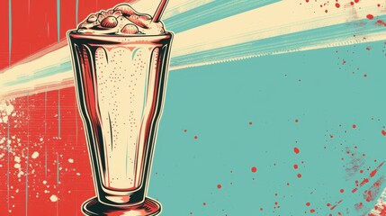 Creamy milkshake in a tall glass casts an elegant shadow against