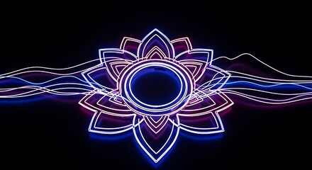 Neon Floral Mandala Design.