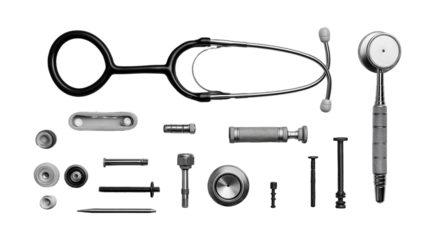 Medical tools isolated on transparent background