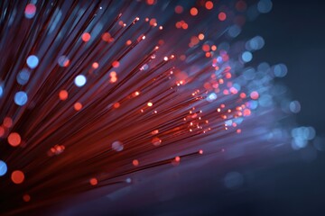 Red and blue glowing optical fibers