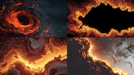 Fiery Swirls & Textures Abstract Visuals of Flames, Lava, and Molten Forms