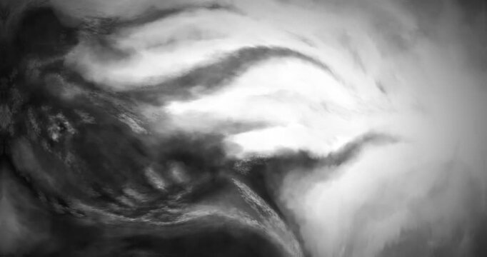 Dark animation with hellish storm of evil monsters. Collection of nightmares for creepy Halloween. Scary video clip with demons, things, ghosts and creepy shadows. Black and white colors background.