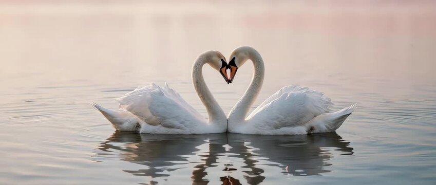 Two Swans Forming a Heart Shape - Elegant Love Symbol. This powerful symbol of love, loyalty, and soulmates is perfect for wedding content, anniversaries, and romantic declarations.