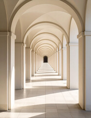 Naklejka premium Exploring historic arches grand hallway architectural photography minimalist design wide angle timeless elegance