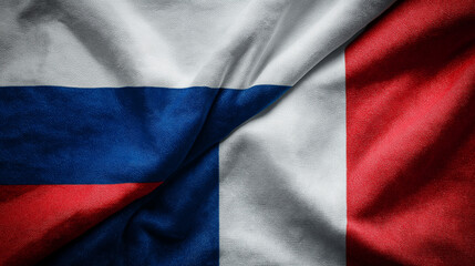 Obraz premium Cultural symbolism in fabric russian and french flags textile art indoor close-up patriotism