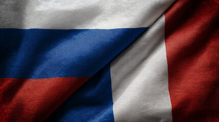 Fototapeta premium Cultural exchange russia and france textile flag display global context artistic perspective national identity