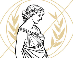 "Venus de Milo – Ancient Greek Goddess of Beauty and Love" Line Art © Omar