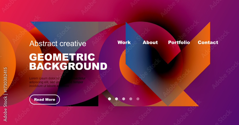 Wall mural vibrant abstract design. geometric shapes overlap, creating dynamic background for website header or