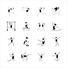 Latest Bundle of Gymnastics Characters Hand Drawn Illustrations