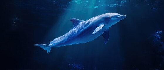Hefty Dolphin Swimming Gracefully Through Tidal Waters in Stunning Underwater Scene