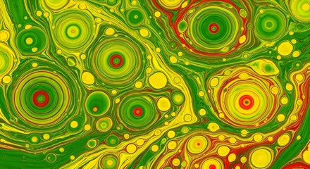 Fototapeta premium Vibrant Abstract Pattern with Circular Swirls of Yellow, Green, and Red