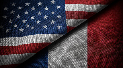 Obraz premium Cultural celebration of unity between france and the usa textile art close-up abstract heritage