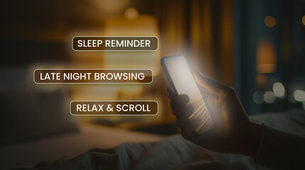 Person Browsing Smartphone in Bed Late at Night
