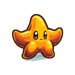 Obraz premium Cute Cartoon Starfish Character Playful Sea Star Mascot Logo