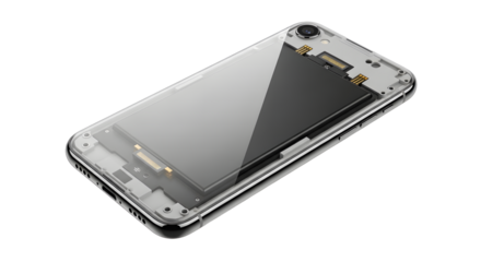 Modern Smartphone with Transparent Back Cover Showing Internal Components
