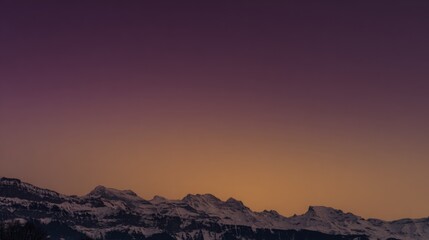 alpine. Panoramic alpine landscape at dusk with warm golden light on mountain peaks. travel magazines, destination branding, designed for outdoor magazines and nature guides.