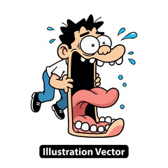 Comical Illustration of a Man Yelling Loudly with a Wide Open Mouth, Expressing Shock or Distress