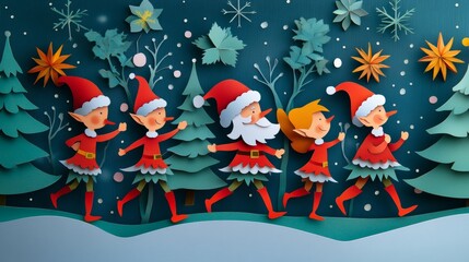 Whimsical Holiday Helpers Crafted from Layered Paper for Festive Celebrations