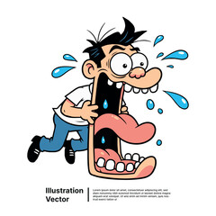 Hilarious Cartoon Character Expressing Overwhelming Surprise with Exaggerated Open Mouth and Drooling