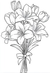 Obraz premium Elegant black and white floral bouquet illustration for design projects