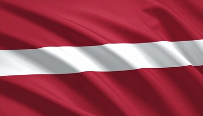 Fototapeta premium Latvia flag, realistic texture, deep red tones, minimalist symbolism.