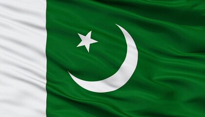 Pakistan flag, realistic texture, symbolic composition, spiritual elegance.