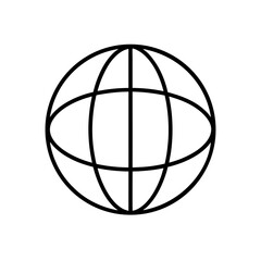 Simple globe outline with meridian lines silhouette
